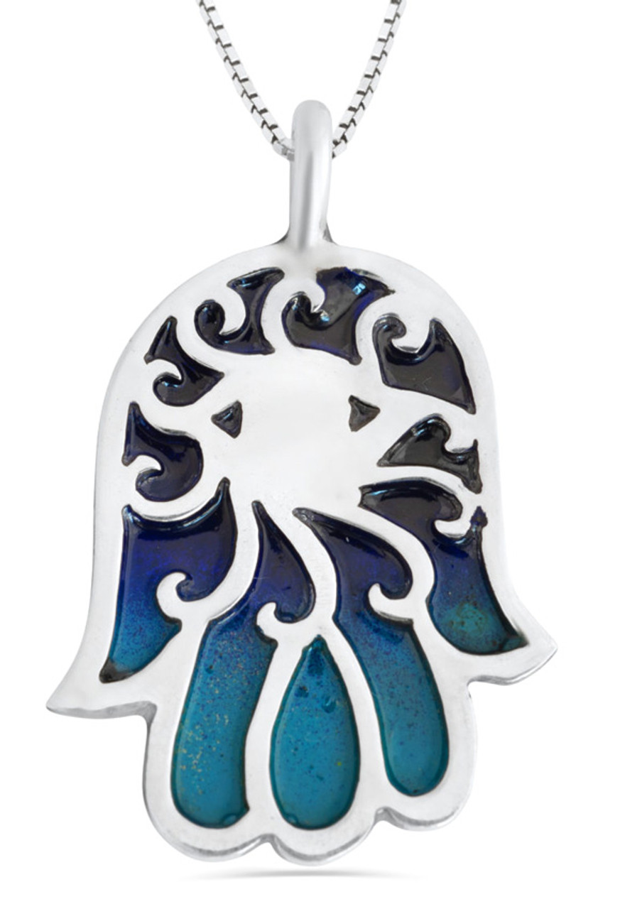 Hamsa Pendant - Sterling Silver & Enamel