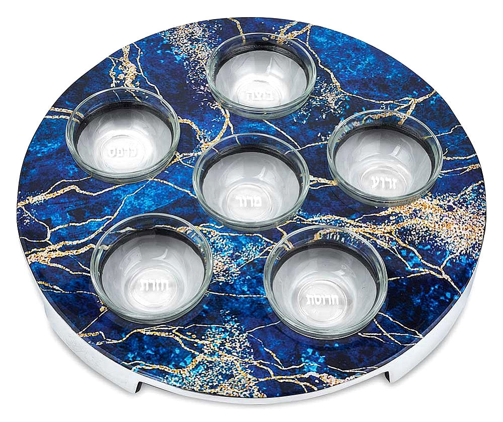 Passover Seder Plate with Glass Liners Your Holy Land Store