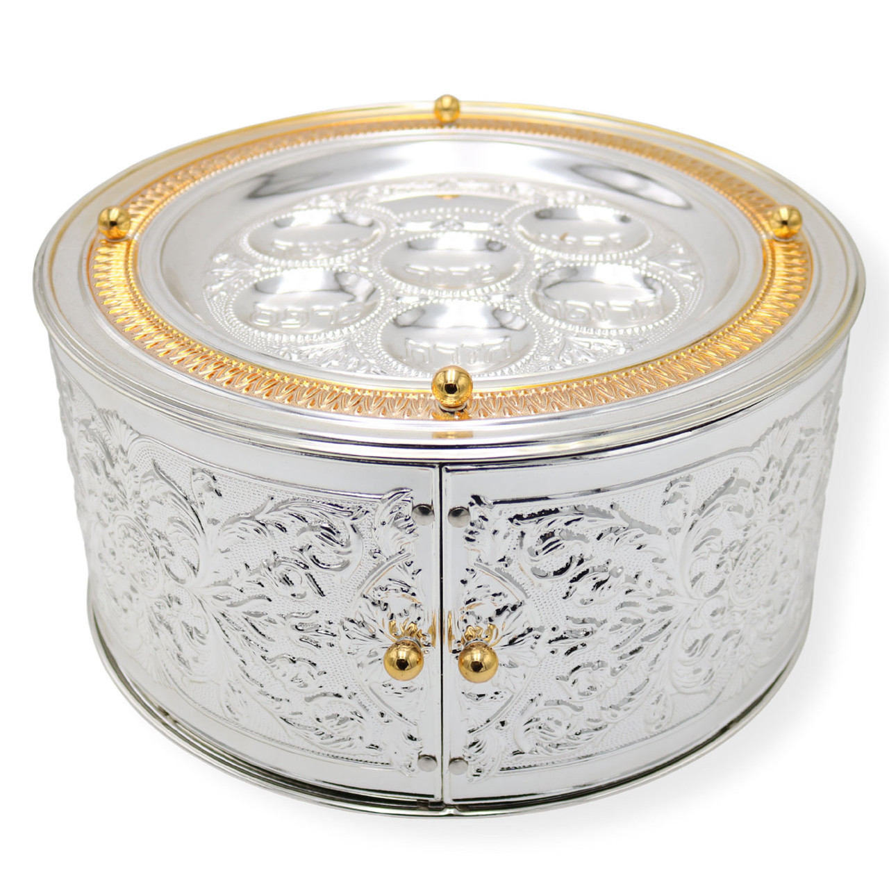 3 Tier Passover Seder Plate Gold Accents Your Holy Land Store