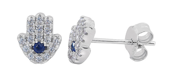 Sterling Silver Hamsa Stud Earrings Your Holy Land Store