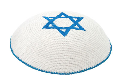 Knitted Kippah with Blue Star of David