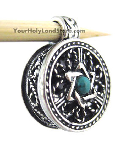 Filigree Locket with Book of Psalms and Star of David Filigree Locket with Book of Psalms and Star of David