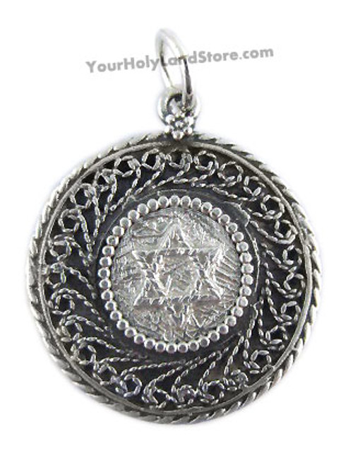 Silver Star of David Filigree Pendant with Protection Blessing Silver Star of David Filigree Pendant with Protection Blessing