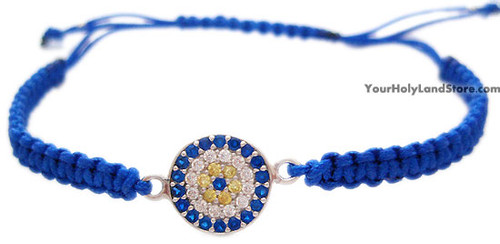 Evil Eye Macrame Bracelet with Crystals