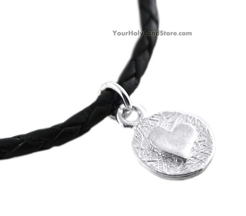 Leather Bracelet with Heart Charm