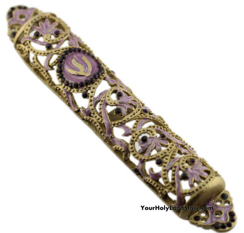 Mezuzah Case with Red Crystals Mezuzah Case with Red Crystals