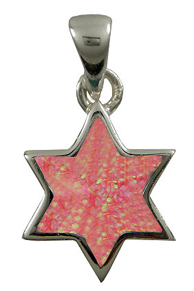 Silver and Pink Opal Star of David Pendant