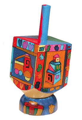 Wooden Dreidel with Stand
