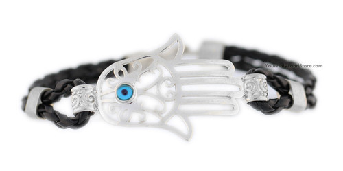 Black Bracelet with Hamsa and Evil Eye Black Bracelet with Hamsa and Evil Eye