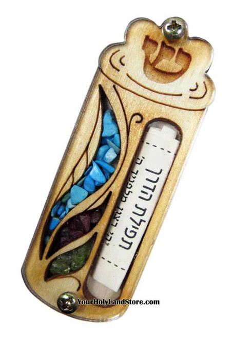 WOOD CAR MEZUZAH + PROTECTION SCROLL