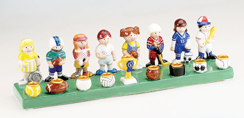 Sports Hand Painted Ceramic Menorah Sports Hand Painted Ceramic Menorah