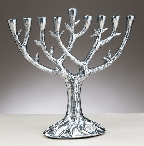 Tree of Life Menorah - Antiqued Aluminum