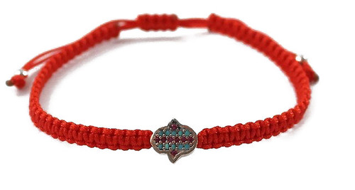 Kabbalah Red String Adjustable Bracelet with Hamsa