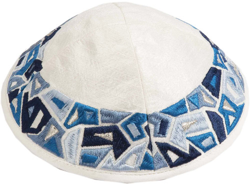 Embroidered Raw Silk Kippah