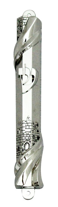 Jerusalem Mezuzah - Nickel Finish