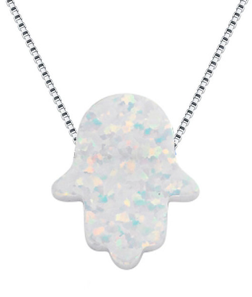 White Opal Hamsa Necklace White Opal Hamsa Necklace