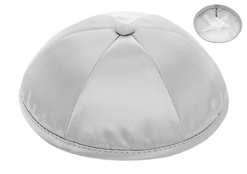 Personalized Medium Grey Deluxe Satin Kippah Personalized Medium Grey Deluxe Satin Kippah
