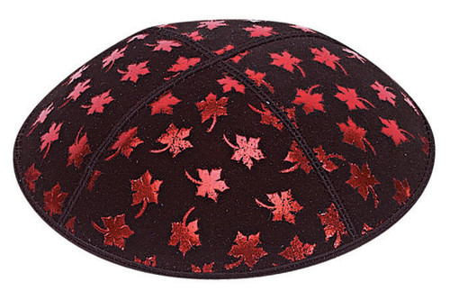 Personalized Red Leaves Embossed Kippah