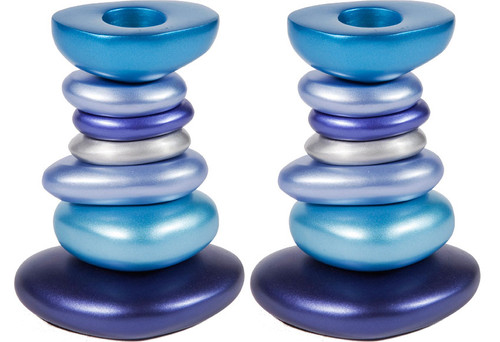 Modern Anodized Aluminum Shabbat Candlesticks
