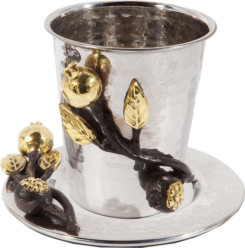 Pomegranate Shabbat Kiddush Cup and Plate Pomegranate Shabbat Kiddush Cup and Plate