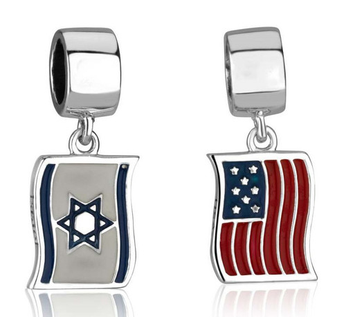 Israeli and American Flags Charm for Bracelet 