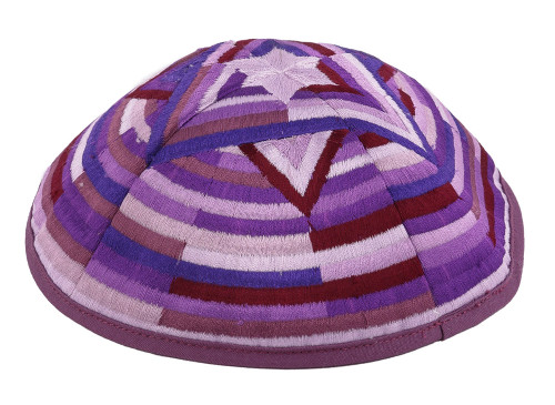 Purple Embroidered Kippah - Star of David Purple Embroidered Kippah - Star of David