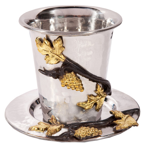 Shabbat Kiddush Cup and Plate - Grapes Design