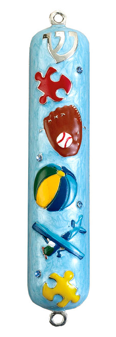 Boy Enameled Mezuzah Case Boy Enameled Mezuzah Case