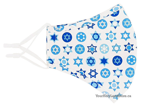 Stars of David White Cotton Face Mask - Kids Size Stars of David White Cotton Face Mask - Kids Size