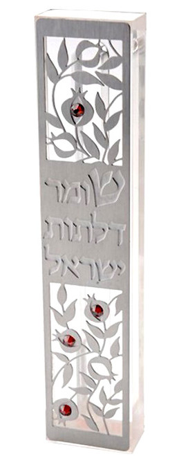 Mezuzah Case with Pomegranates & Swarovski Crystals Mezuzah Case with Pomegranates & Swarovski Crystals