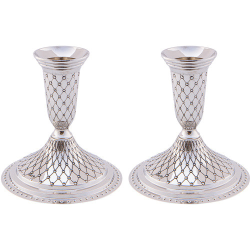 Shabbat Candlesticks with Diamond Desig