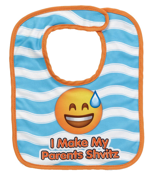 "I Make My Parents Shvitz" Printed Emoji Bib "I Make My Parents Shvitz" Printed Emoji Bib