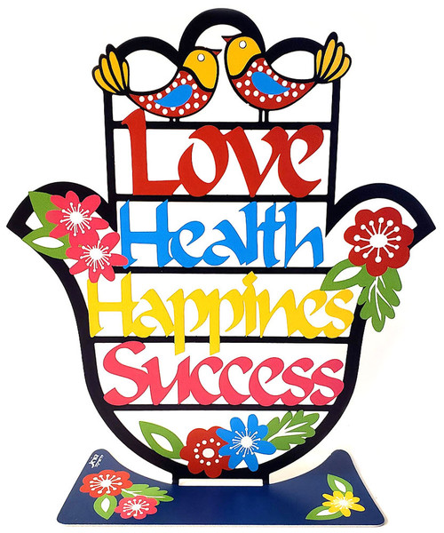 Colorful Hamsa Stand with Blessings in English