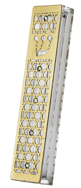 Mezuzah Case with Stars of David & Swarovski Crystals Mezuzah Case with Stars of David & Swarovski Crystals