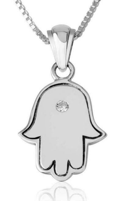 Sterling Silver Hamsa Pendant with Jerusalem Design