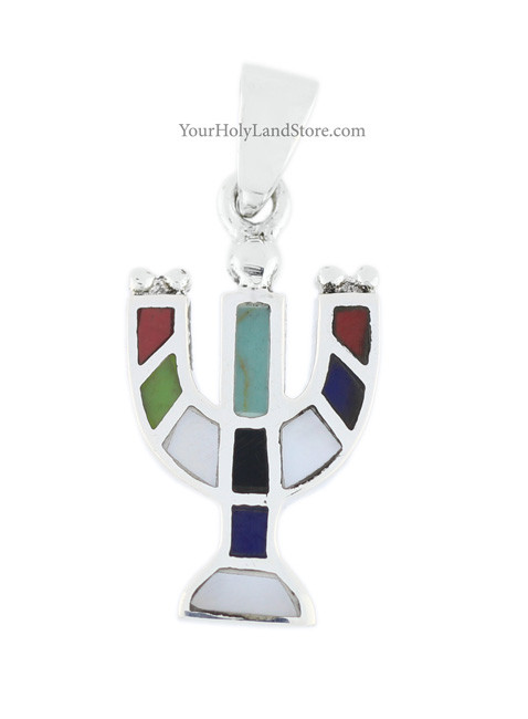 MENORAH PENDANT WITH GEMSTONES