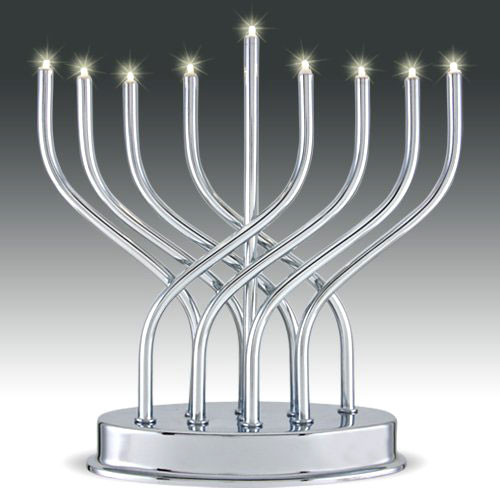 Chrome Plated Electric LED Hanukkah Menorah