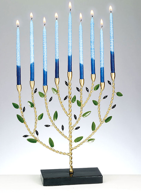 Olive Tree Hand-Crafted Metal Hanukkah Menorah Olive Tree Hand-Crafted Metal Hanukkah Menorah
