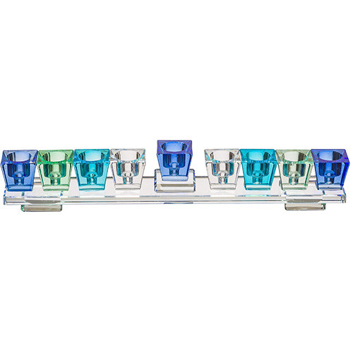 Crystal Hanukkah Menorah - Blue Crystal Hanukkah Menorah - Blue