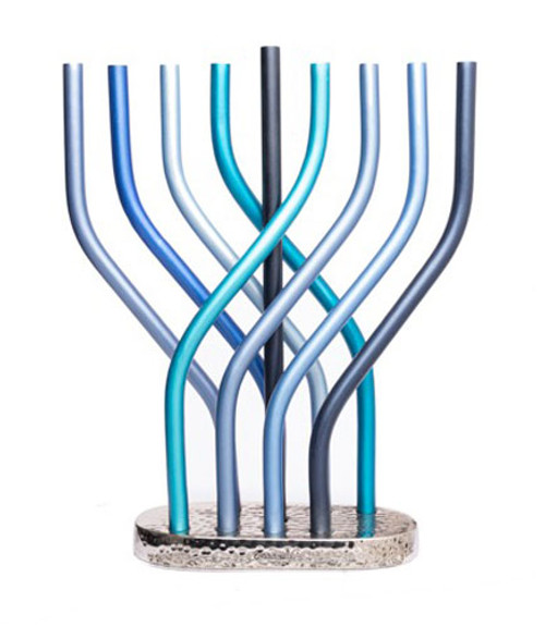 Hanukkah Menorah - Blue Flames Hanukkah Menorah - Blue Flames