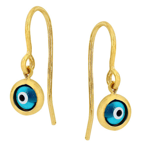 10K Yellow Gold Evil Eye Earrings - French Hook