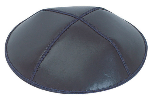 Personalized Navy Leather Kippah