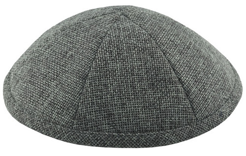 Personalized Grey Burlap Kippah