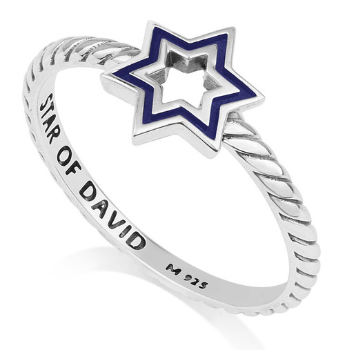 Sterling Silver Signet Ring with Golden Star of David - Your Holy