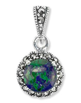 Sterling Silver Eilat Stone & Marcasite Pendant