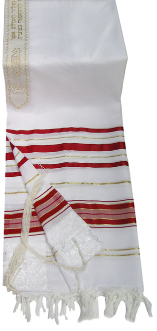 Jewish Prayer Shawl - Red and Gold Tallit