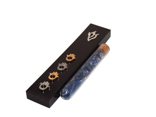 Jewish Wedding Keepsake Mezuzah Case with 4 Hamsa Hands