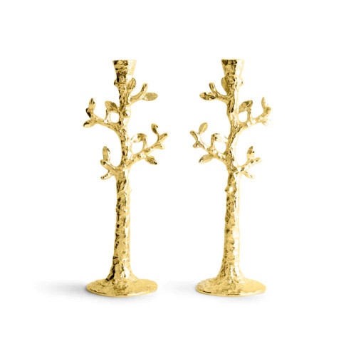 Tree of Life Shabbat Candleholders - Gold Tree of Life Shabbat Candleholders - Gold