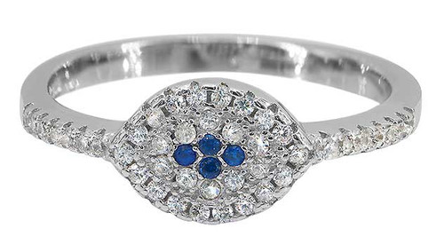 Evil Eye Ring - Sterling Silver & Cubic Zirconia Evil Eye Ring - Sterling Silver & Cubic Zirconia