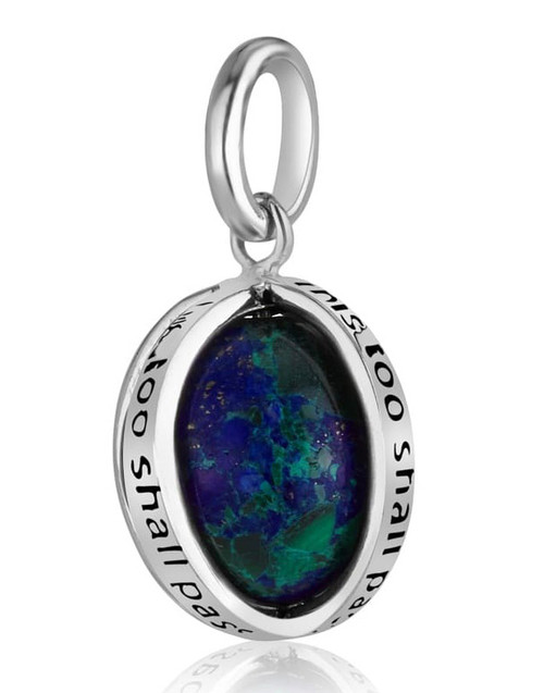 925 Sterling Silver & Eilat Stone "This Too Shall Pass" Pendant